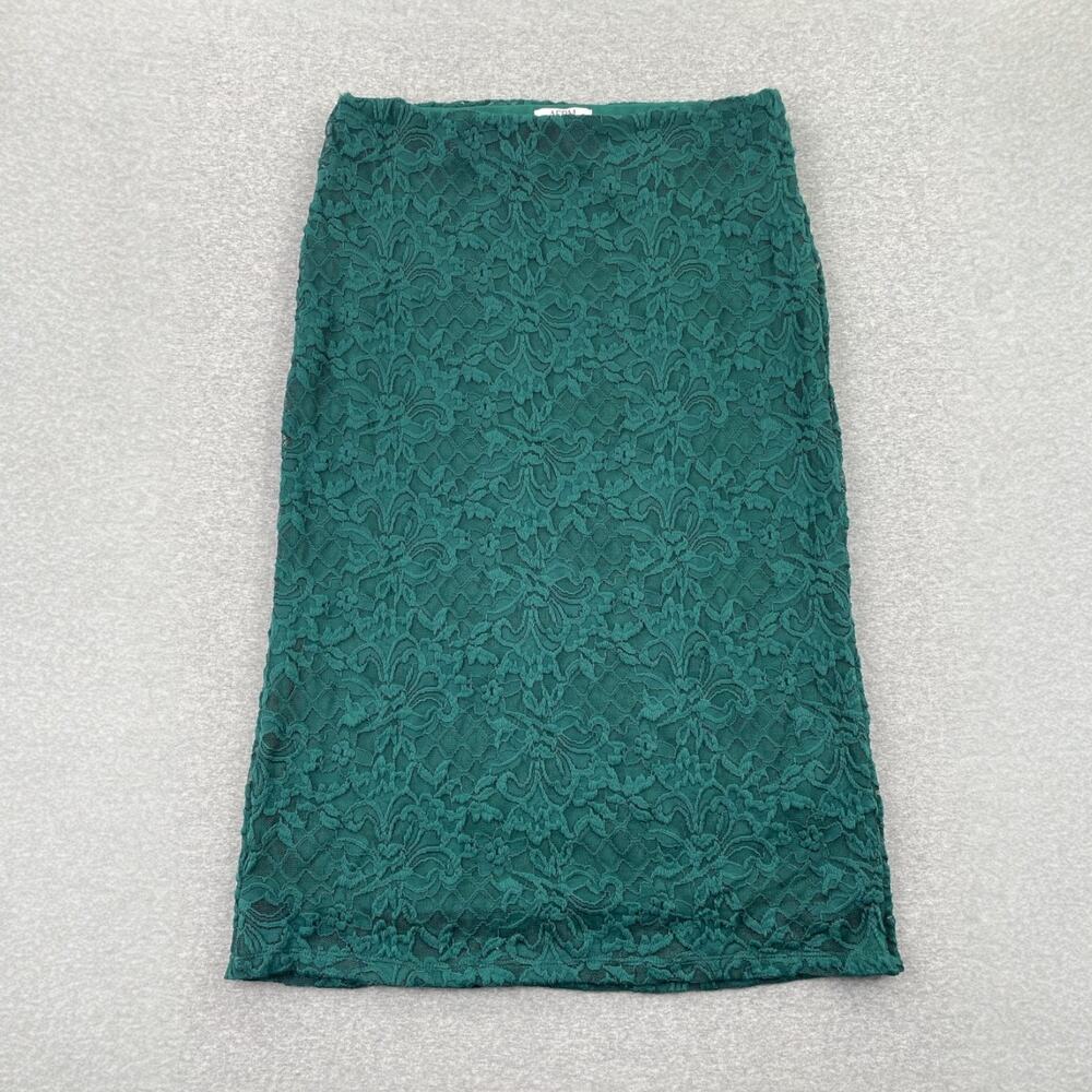 AFRM Skirt Womens XL Green Lace Midi Pencil Bodycon Formal Party Pull-On Stretch